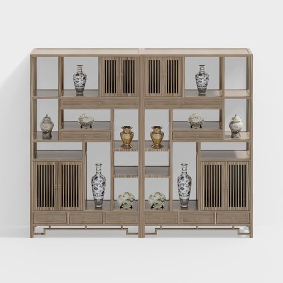 Elegant Chinese Display Cabinet 3D model