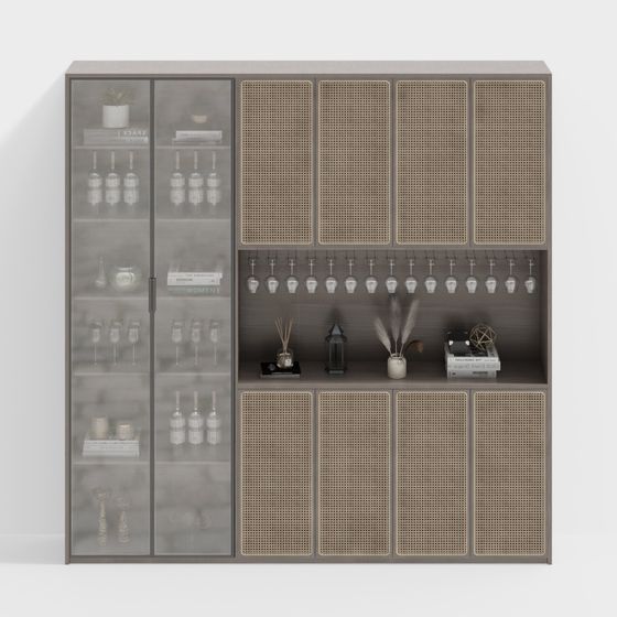 Elegant Low-Poly Bar Cabinet 3D Model