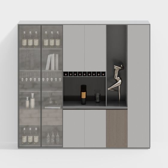Modern Low-Poly Bar Cabinet 3D model