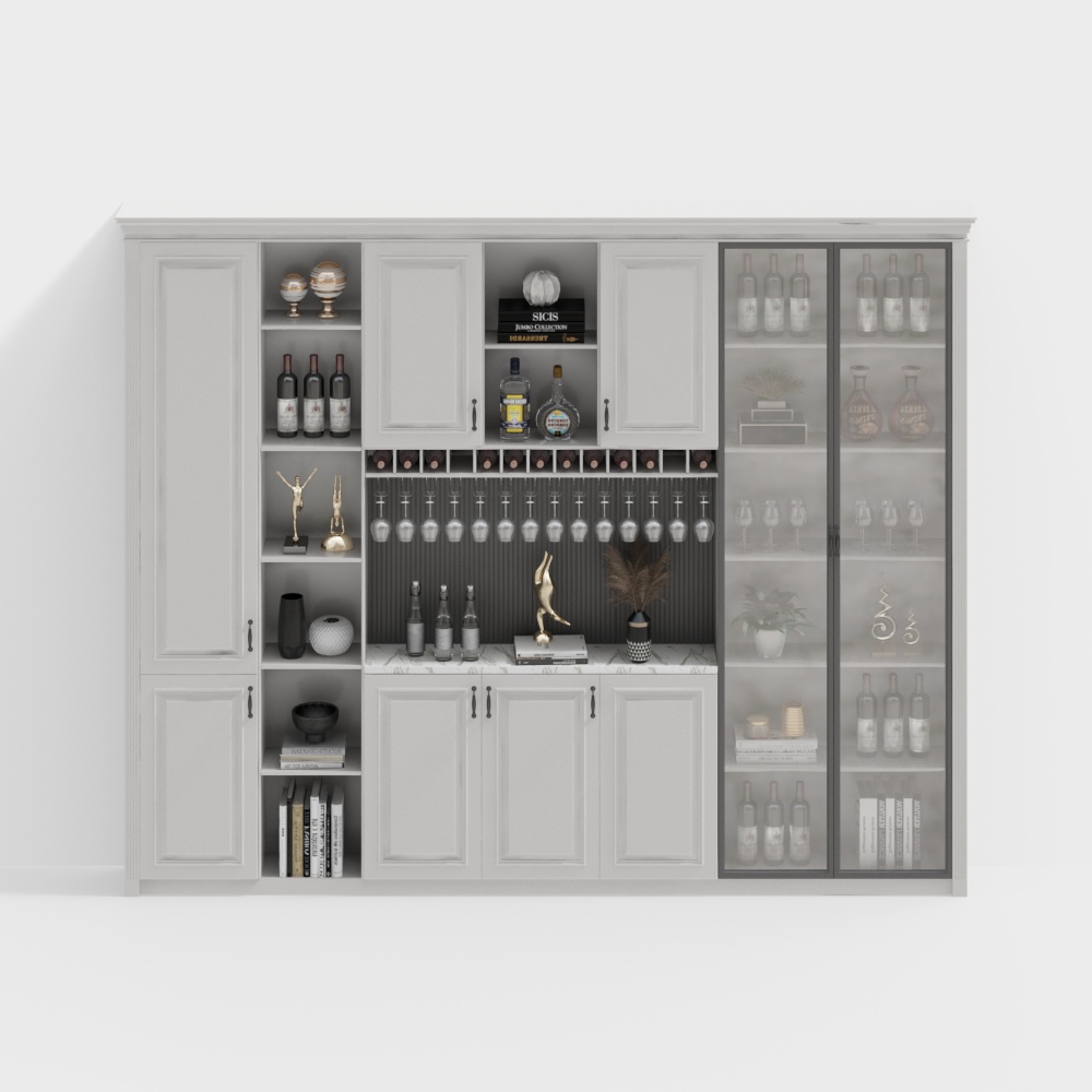 Elegant Home Bar 3D Model – Polished Wood Design