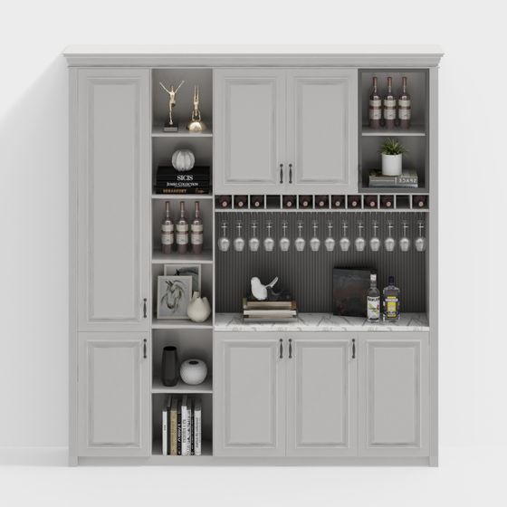 Elegant Wine Cabinet 3D Model for Modern Interiors