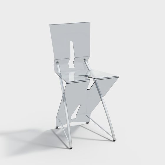 Elegant Transparent Glass Chair 3D model