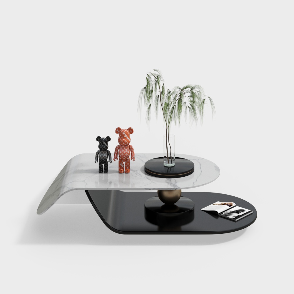 Tavolino da caffè in bianco e nero moderno Minotti