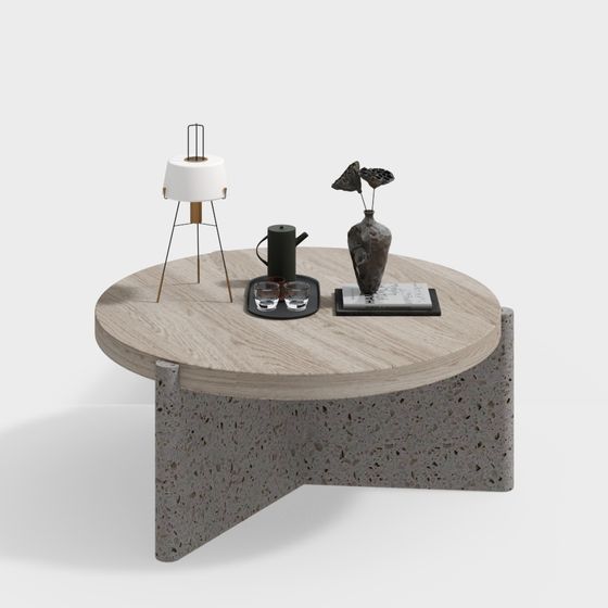 Concrete Round Table 3D Model for Modern Interiors
