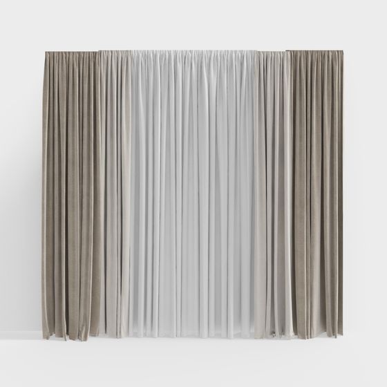 Chic Low-Polygon Curtain 3D model for Modern Interiors