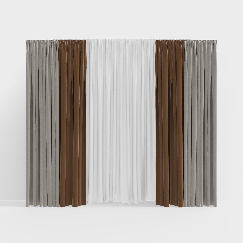 Low Poly Stylish Curtain 3D model for Modern Interiors