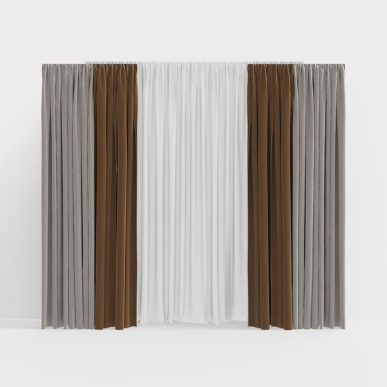 Elegant Low Poly Curtain 3D model for Interiors