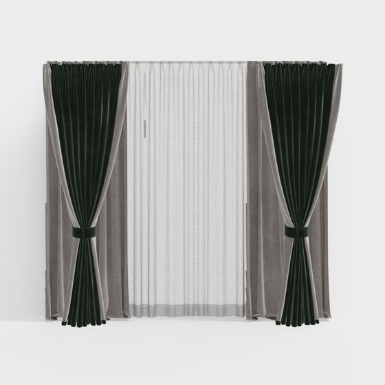 Elegant Low-Poly Curtain 3D model Design