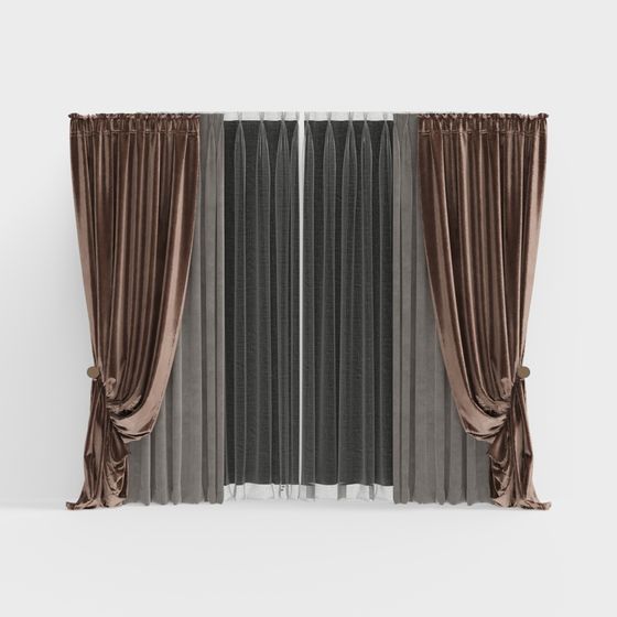 Stylish Low Poly Curtain 3D model for Interior Decoration