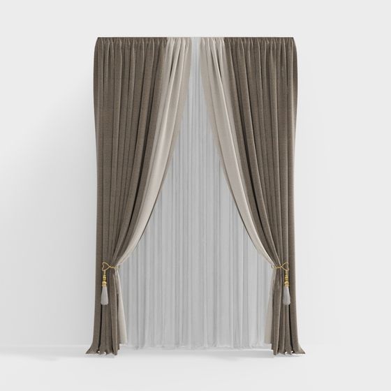 Chic 3D Curtain Model for Contemporary Interiors