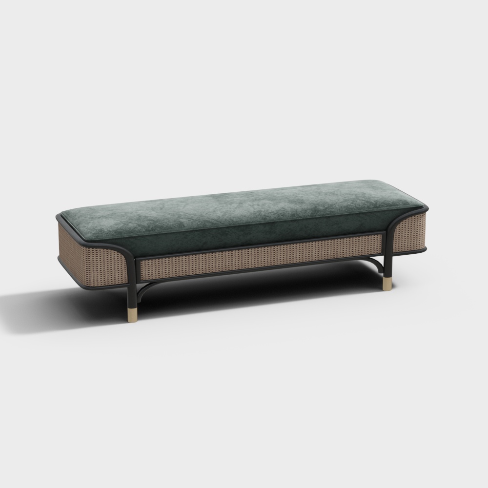 Tabouret de chevet en flanelle verte moderne