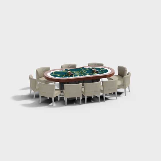 Elegant Low-Poly Poker Table 3D Model