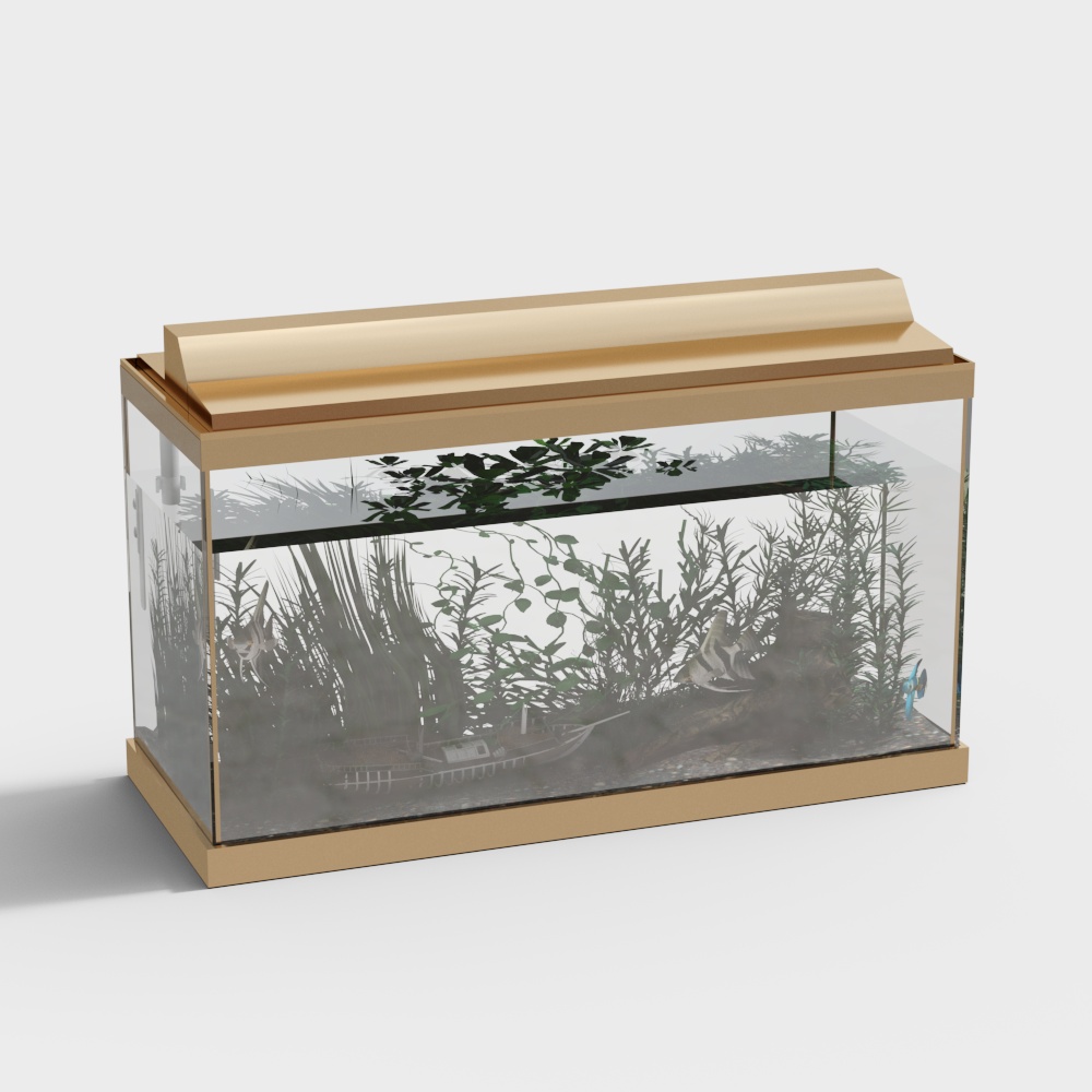 Light luxury black glass fish tank