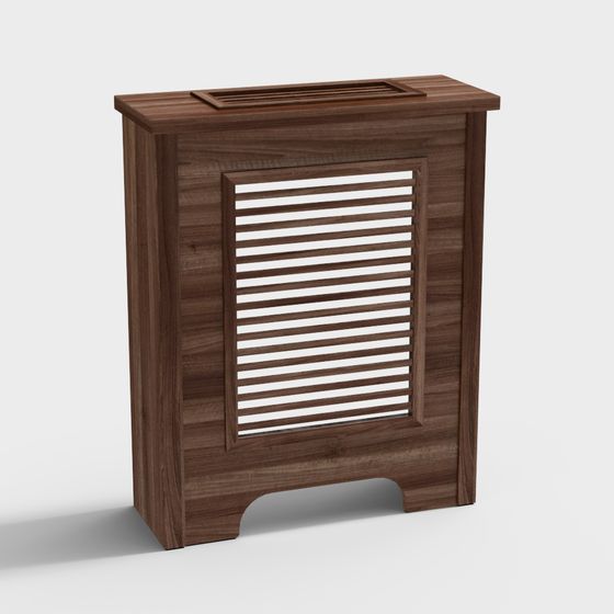 Vintage Wooden Louvered Cabinet 3D model