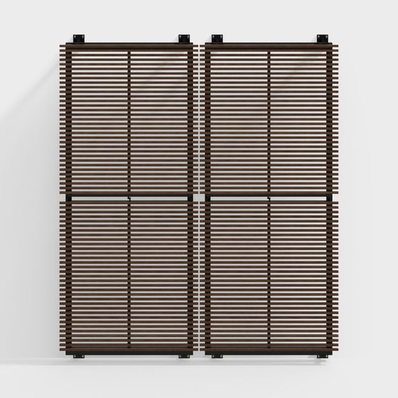 Stylish Wooden Louvre Shutter 3D model