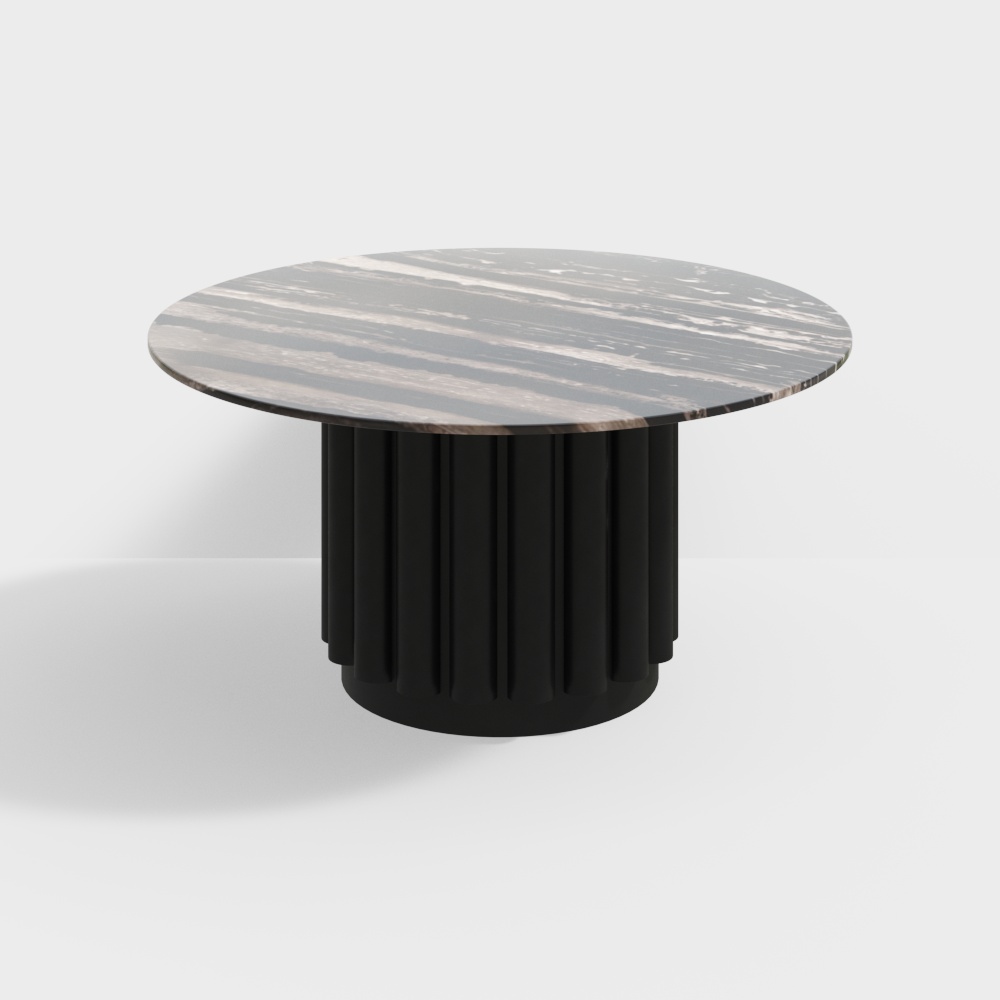 Elegant Low-Poly Round Table 3D Model – Marble and Metal
