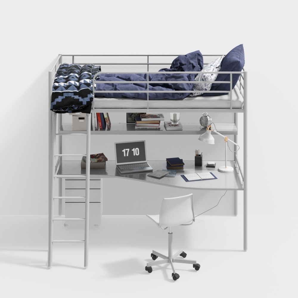 Modern High-Low Desk Bed