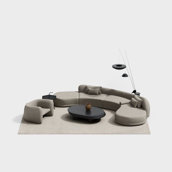 Curved Sofa 3D model for Contemporary Spaces