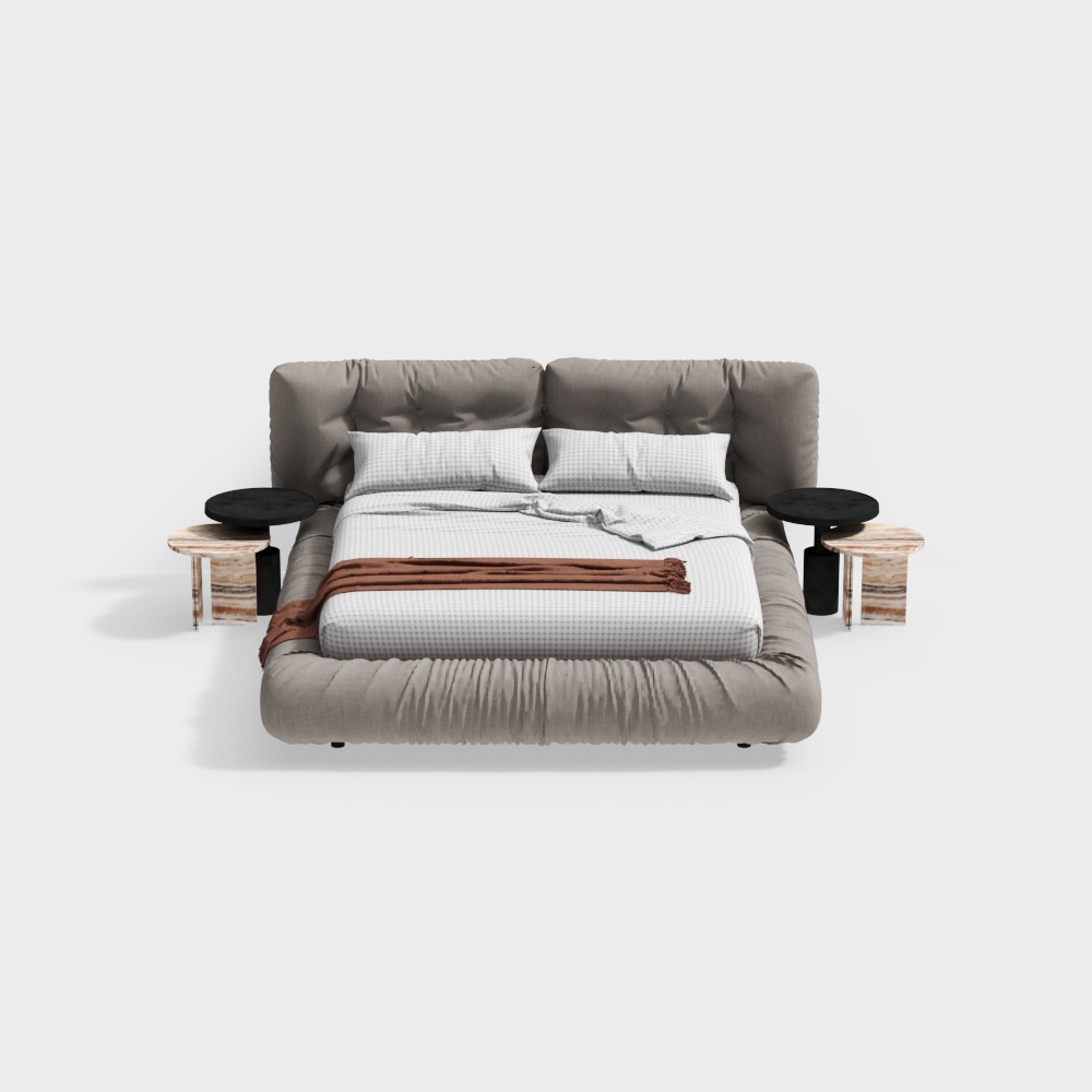 Modern fabric double bed combination