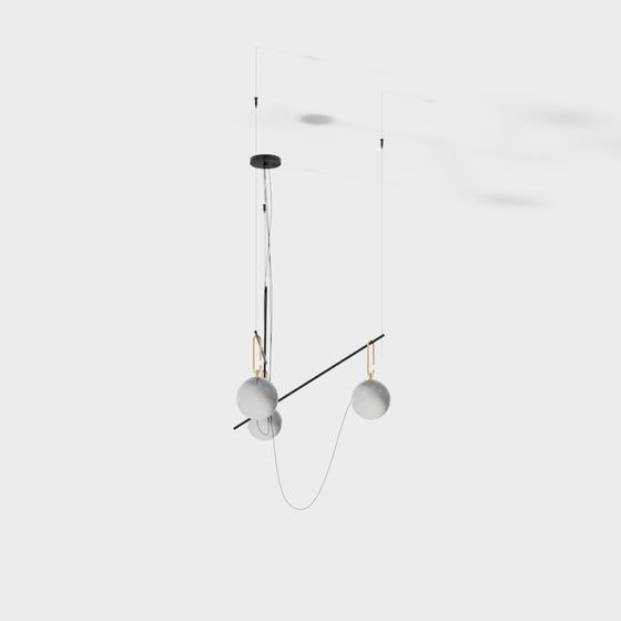 Minimalist Gray and Gold Pendant Lamp 3D model