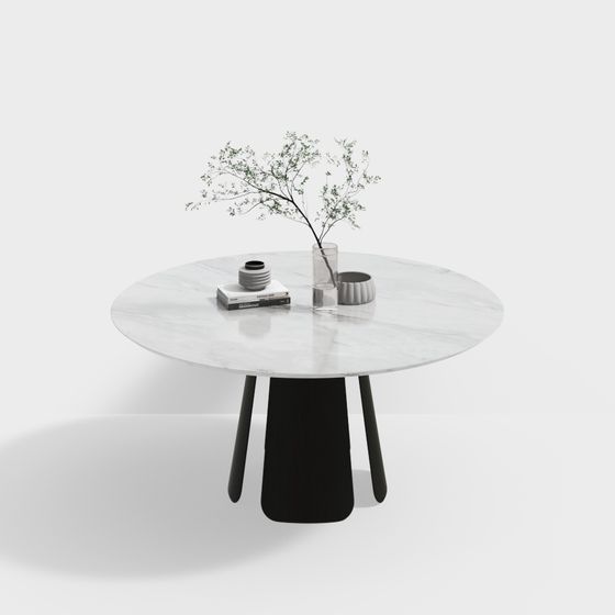 Elegant Low-Polygon Round Table 3D model for Modern Spaces
