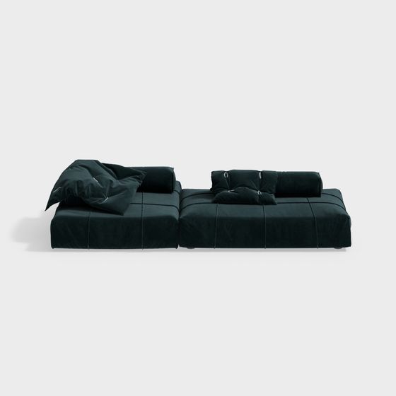 Luxurious Low-Poly Green Sofa 3D model
