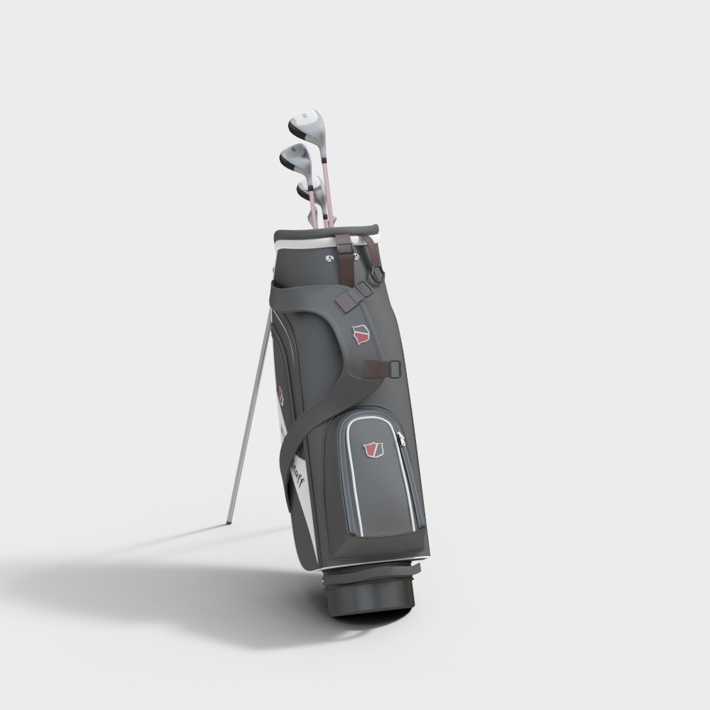 Elegant Golf Bag 3D Model – Low-Poly Sport Design