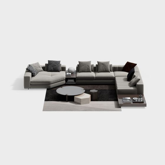 Stylish Low-Polygon 3D Sofa Model for Contemporary Spaces