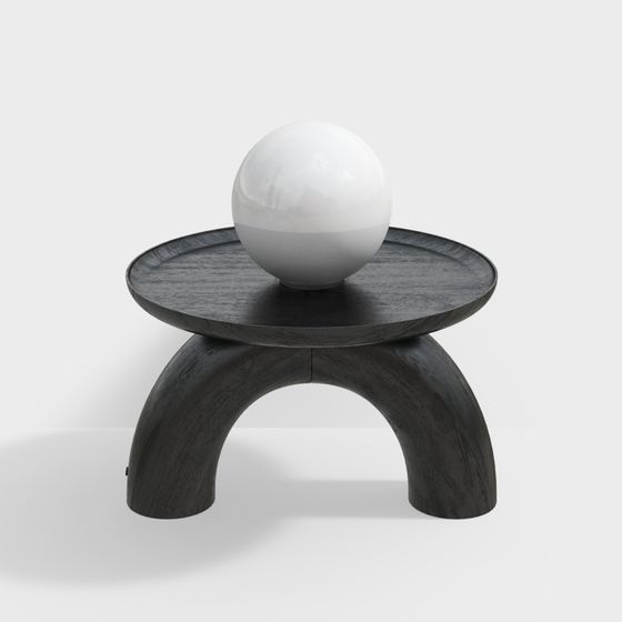 Curved Wooden Table 3D model