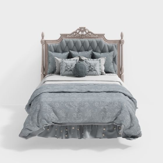 Elegant Low-Poly Bed 3D Model for Dreamy Bedrooms