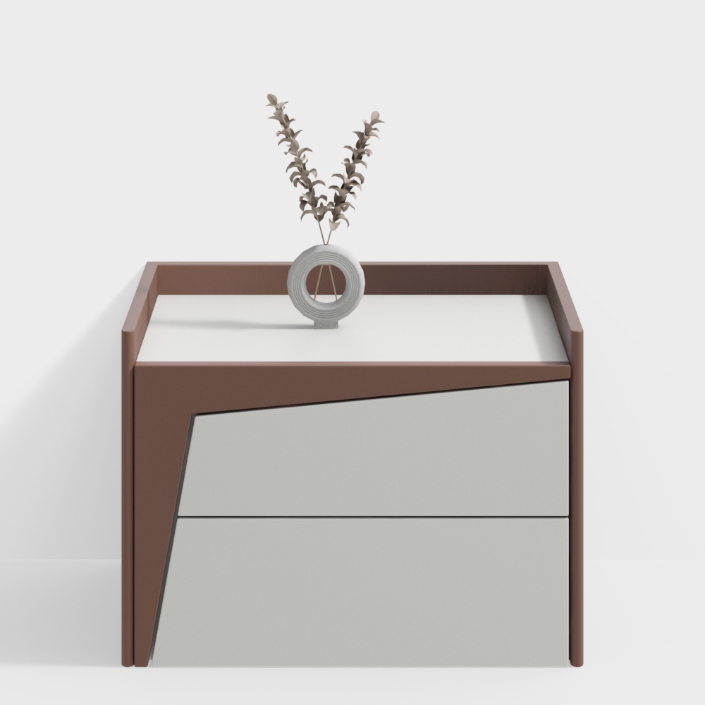 Table de chevet rouge brique moderne