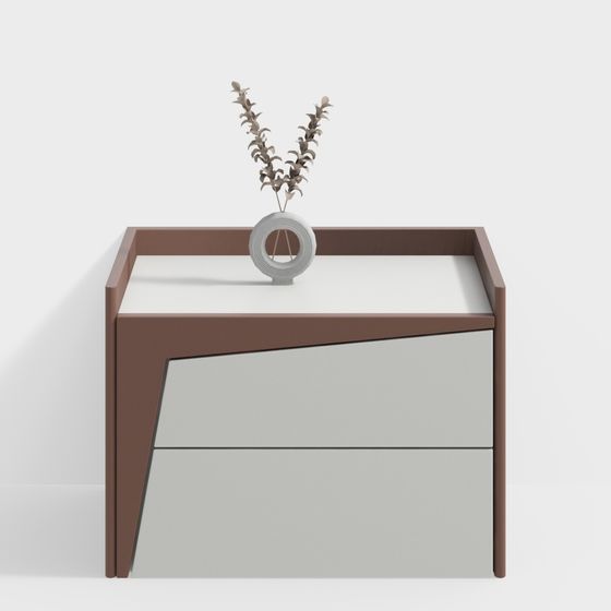 Table de chevet rouge brique moderne