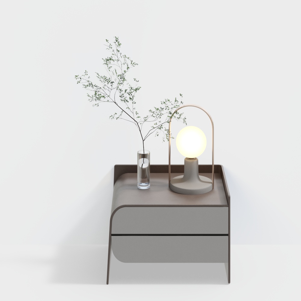 조명이 있는 현대적인 미니멀한 침대 옆 탁자