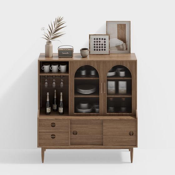 Wabi-sabi Style Simple Sideboard 3D Model in Earth Color