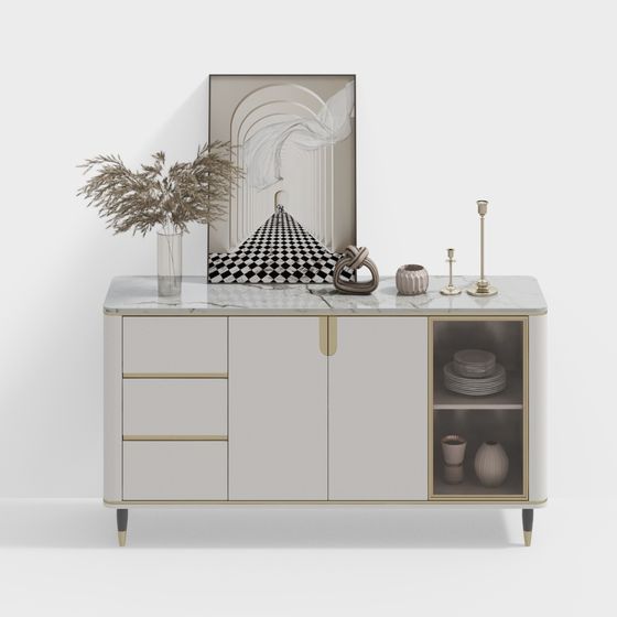 Stylish Minimalist Console Cabinet 3D model for Living Spaces