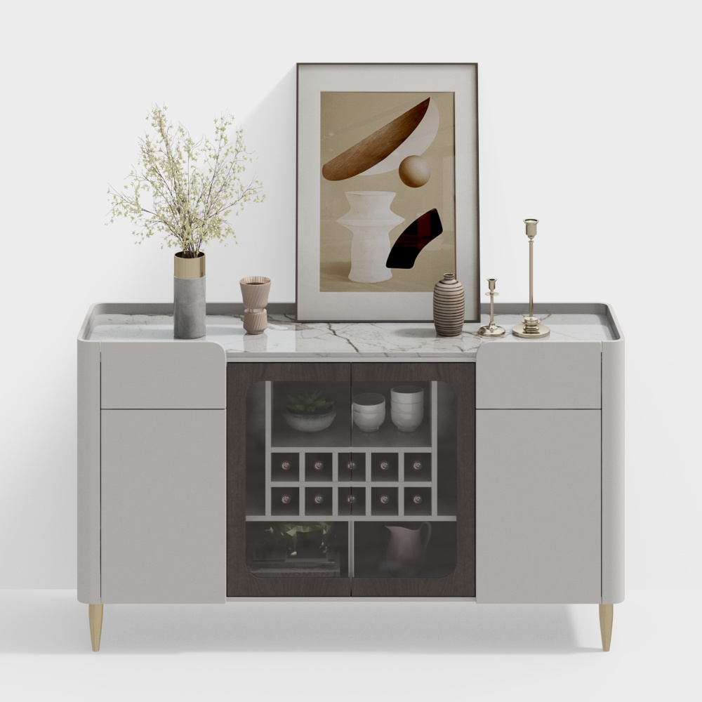 Tủ bên màu xám hiện đại