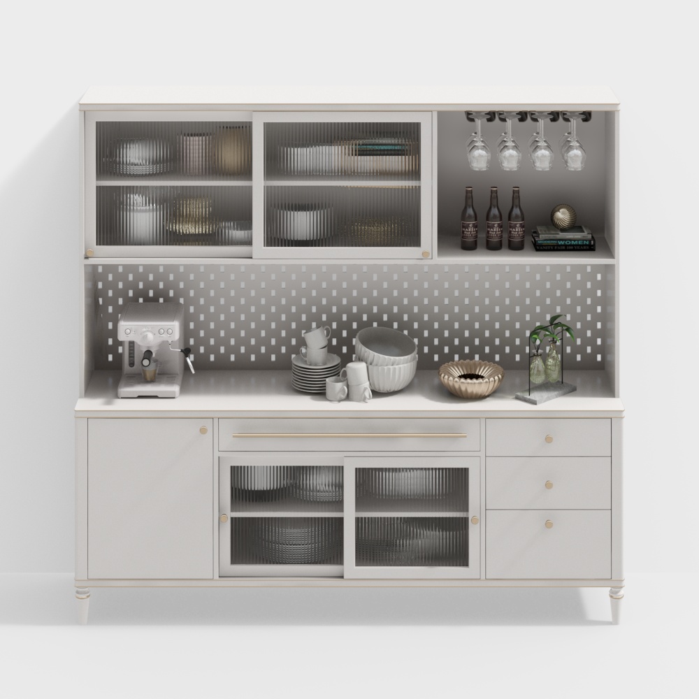 Urban Living Room Bar Cabinet 3D Model – Low-Poly Design