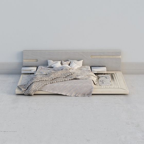 Elegant Low-Poly Bed Frame 3D model