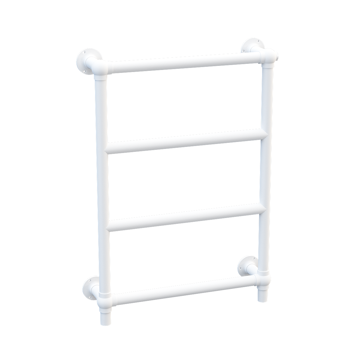 Industrial Style Towel Rack 3D Model – Low-Poly White Finish
