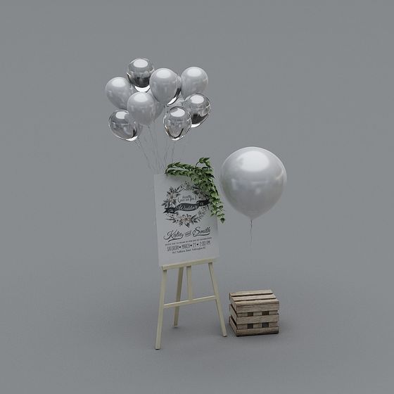 Elegant Wedding Invitation Stand 3D model