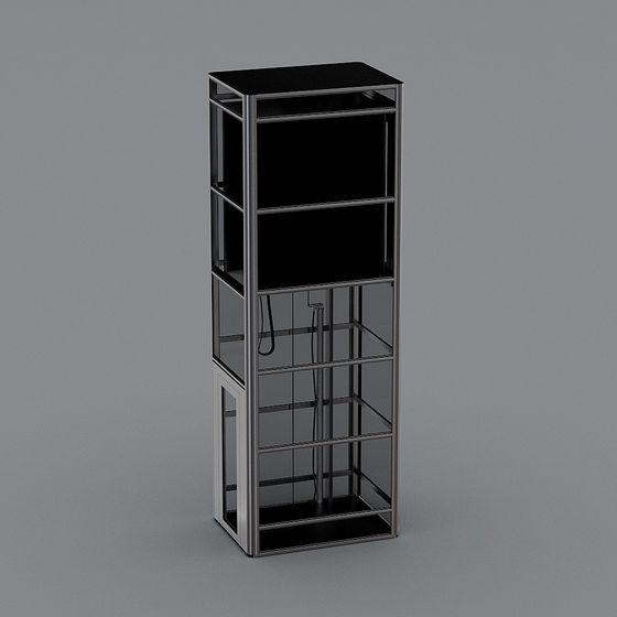 Sleek Metal Display Cabinet 3D model