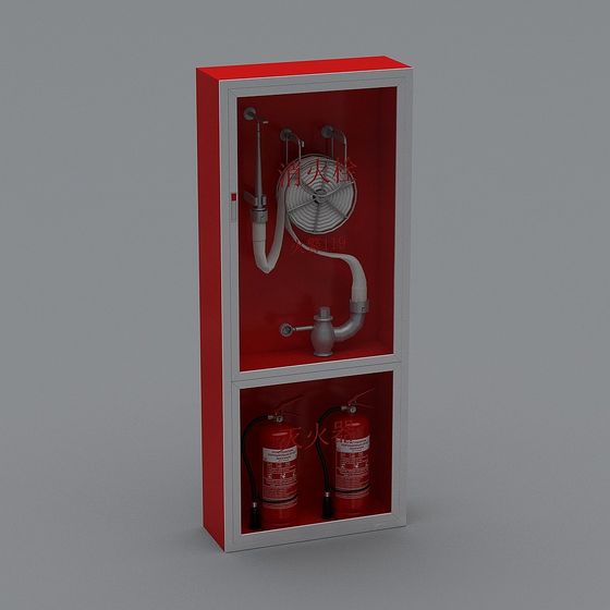 Brown Fire Hydrant Fire Extinguisher Combination 3D Model