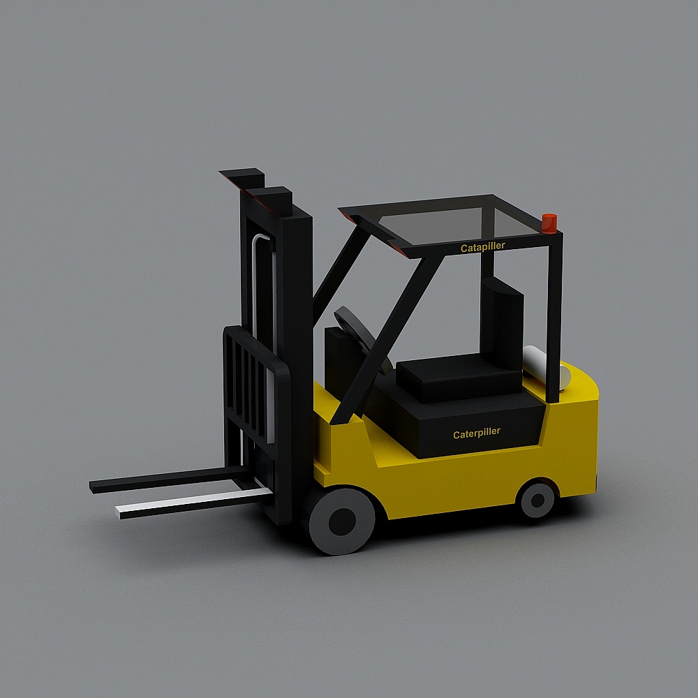 Unique Low-Poly Industrial Forklift 3D model