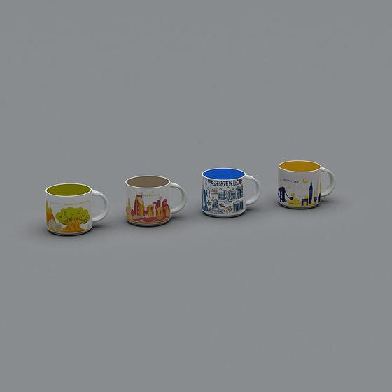 Travel Mugs Collection 3D model