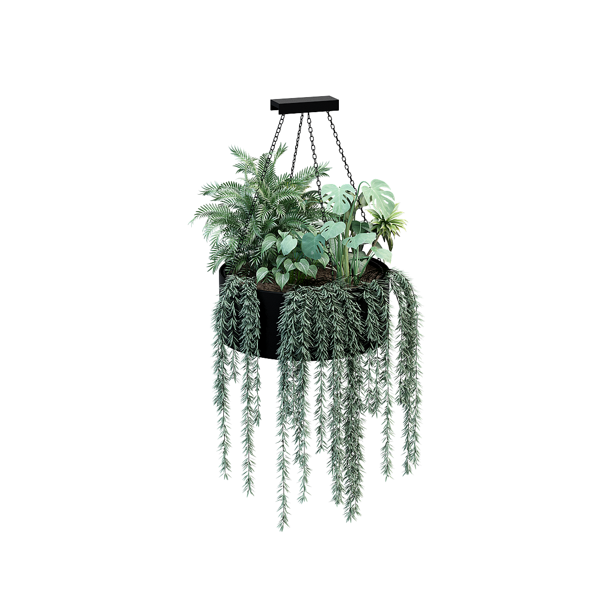 Hanging Plant Basket 3D Model – Realistic Greenery