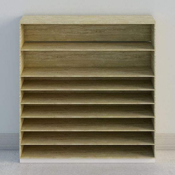 Modern Minimalist Low-Poly Bookshelf 3D model