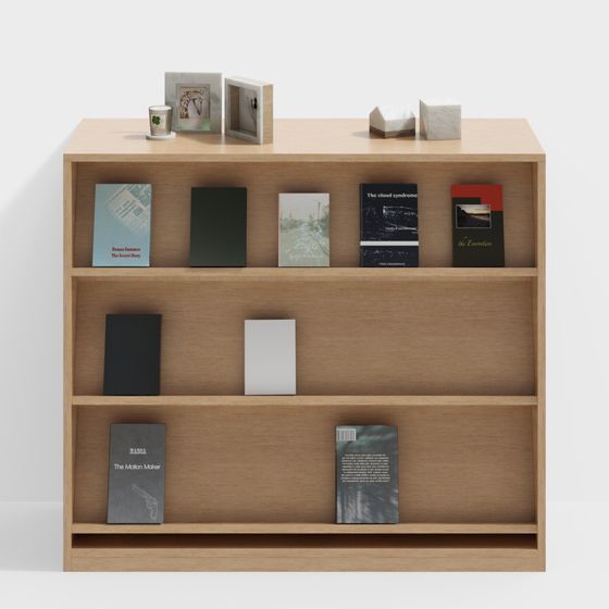 Stylish Low-Polygon Bookshelf 3D model