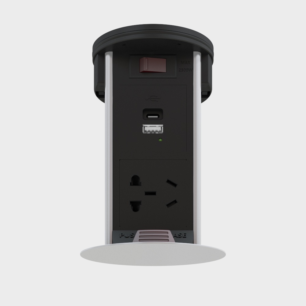 STP-2 pour usage externe (USB (A+C) + Cinq Broches) - Prise argentée