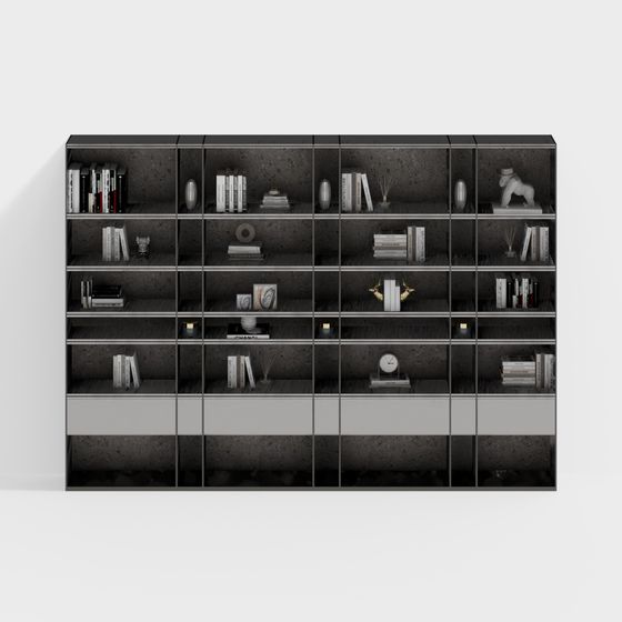 Stylish Low-Poly Bookshelf 3D model
