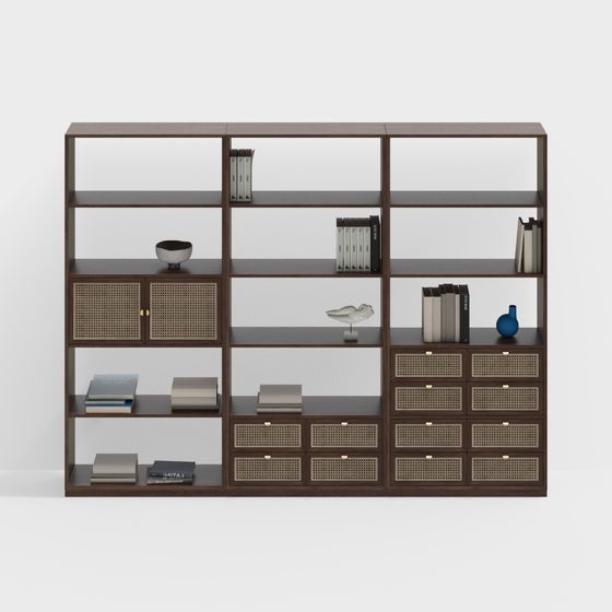 Elegant Low-Polygon Bookshelf 3D model